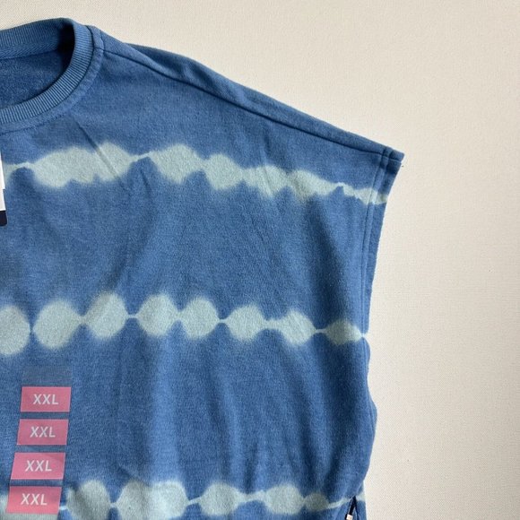 NWT Seven7 Woman’s French Terry Crew Top Tie Dye Size 2XL Sleeveless Blue - Picture 5 of 8